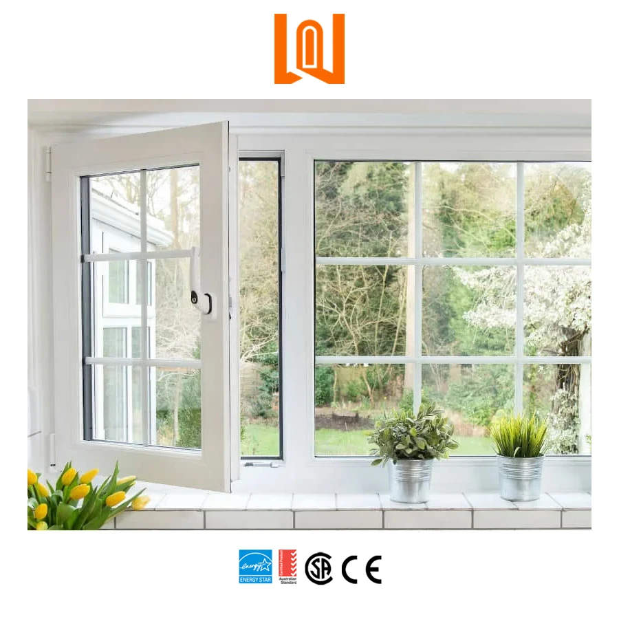 WANJIA european style latest simple design vinyl windows custom double glazed french windows
