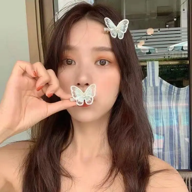 BELLEGIRL wholesale Korean style INS butterfly bow pearl Three-dimensional bow hair clips bow women duckbill bobby pins