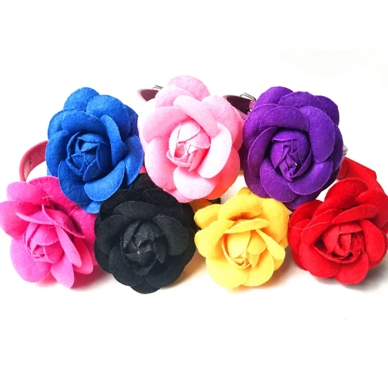 
Wholesale Pet Dog Collar with Removable Flower Leather Popular Collars for Puppy Dog 