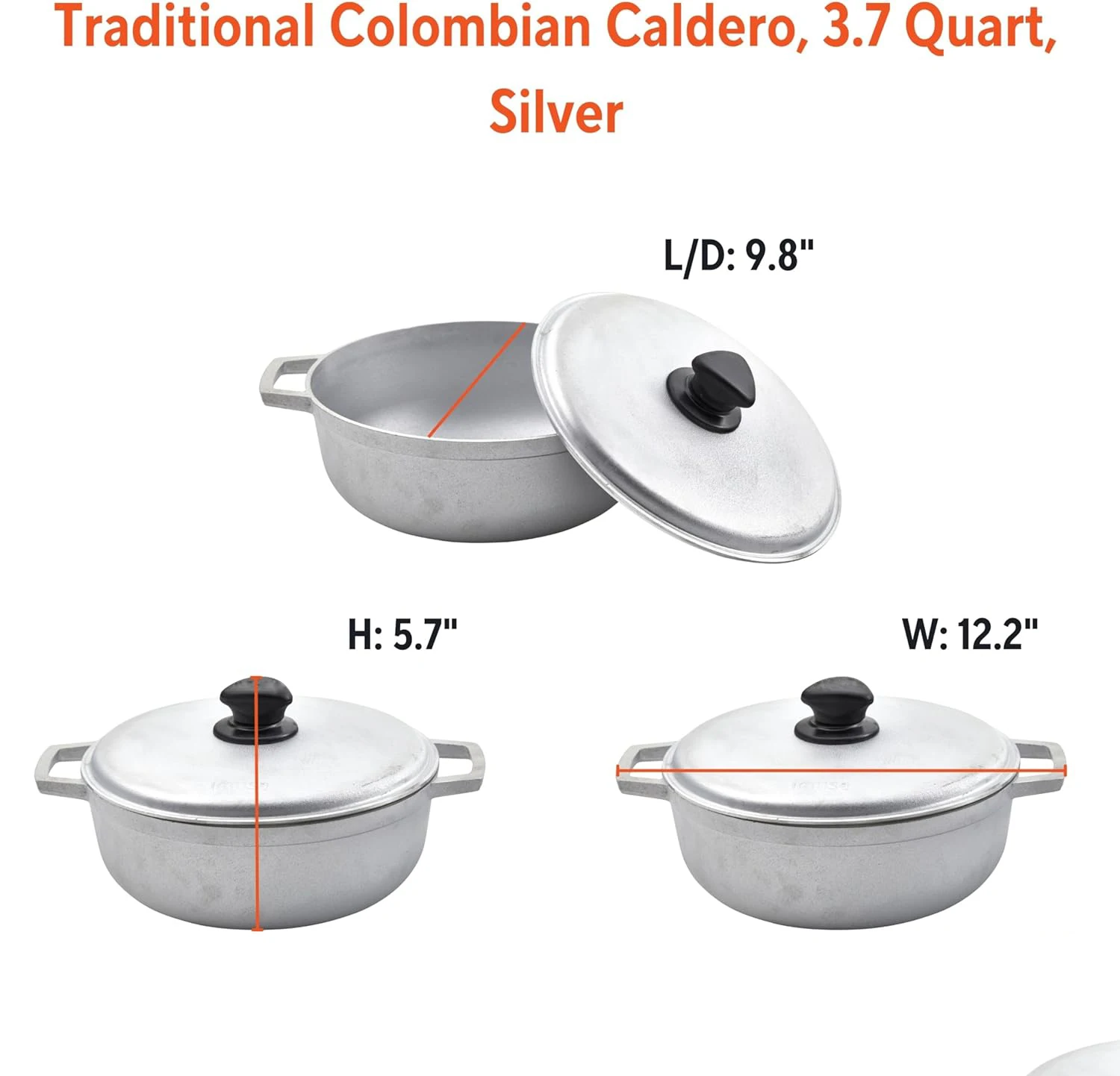 Aluminum 3.7Qt Handmade Silver Non Stick Aluminum Pot Set Caldero Cookware Sets
