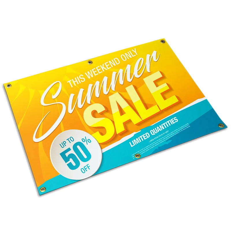 Customized Windproof Grid Advertising Banner Colorful Transparent Vent Mesh Banner Spray-Painted Cloth Promotional Flags Banners