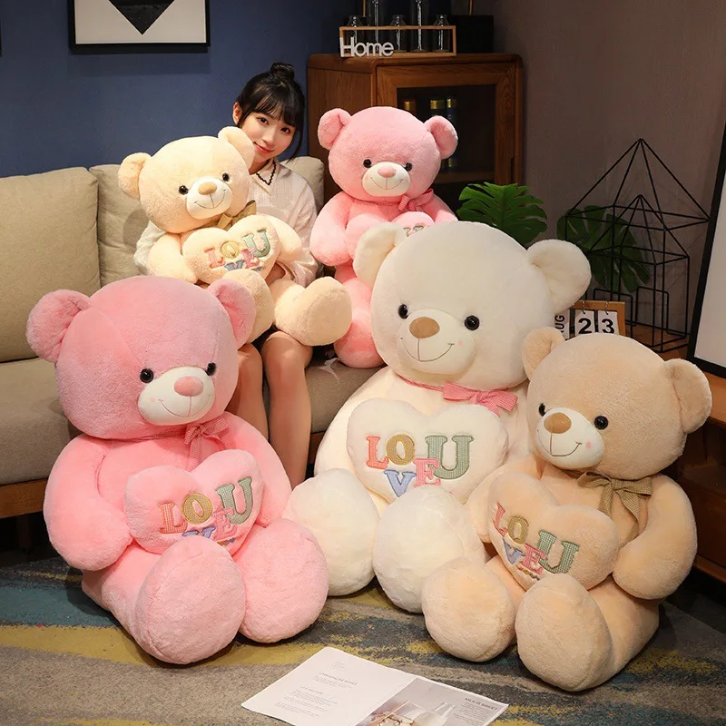 Big Bear Stuffed Animal Pillow Unisex Cuddly Bear Sleeping Doll Polyester and Plush Material PP Cotton Filling in OPP Bag