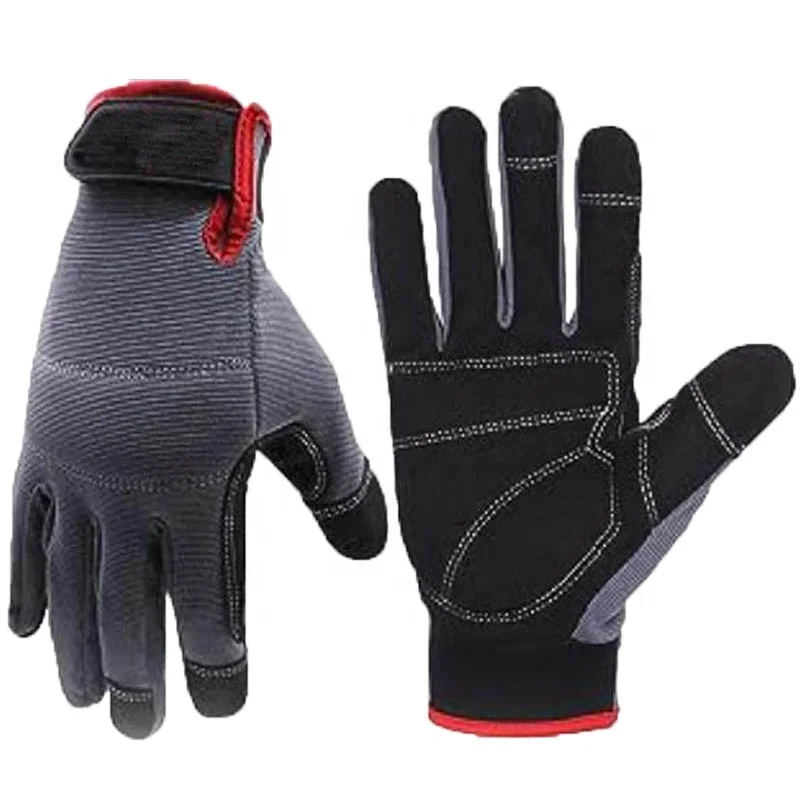 Full Finger Mens Work Gloves Touch Screen, Synthetic Leather Utility Gloves, Flexible Breathable Fit - Padded Knuckles & Palm