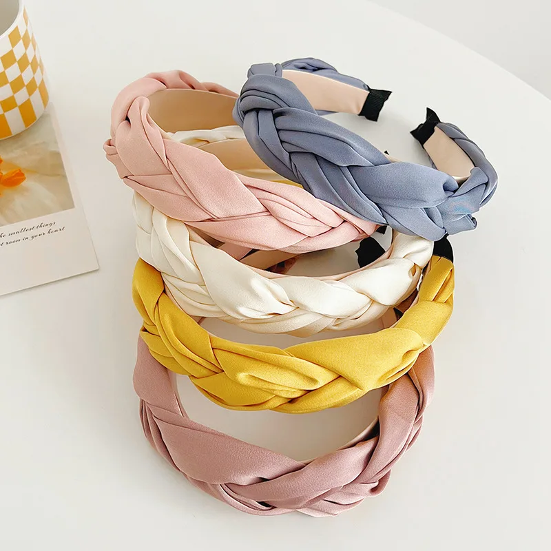 Plain Hair Accessories Hair Band Silk Wide Hairbands Headbands For Women