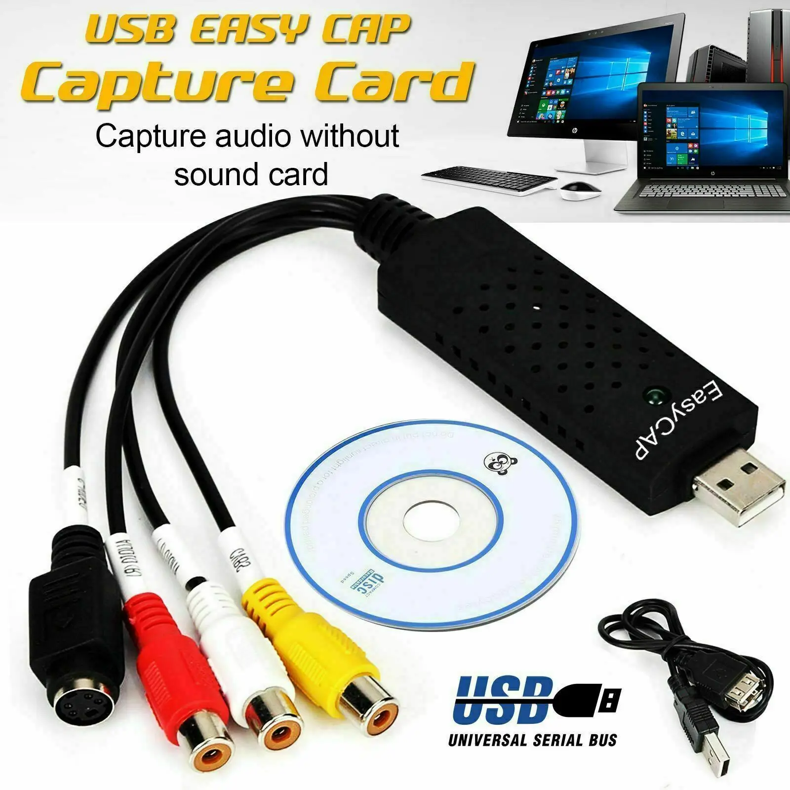New 2023 VHS VCR to Digital Converter USB 2.0 Video Capture Card for Windows 10/8/7/XP/Mac