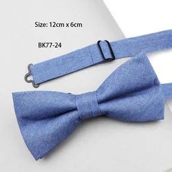 Solid Color Cotton Bow Tie Flexible Denim Bowtie Smooth Necktie Soft Butterfly Decorative Pattern Ties