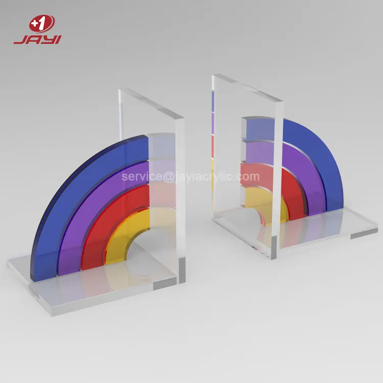 JAYI Custom Size Handmade Stand Clear Acrylic Book Ends Lucite Bookends