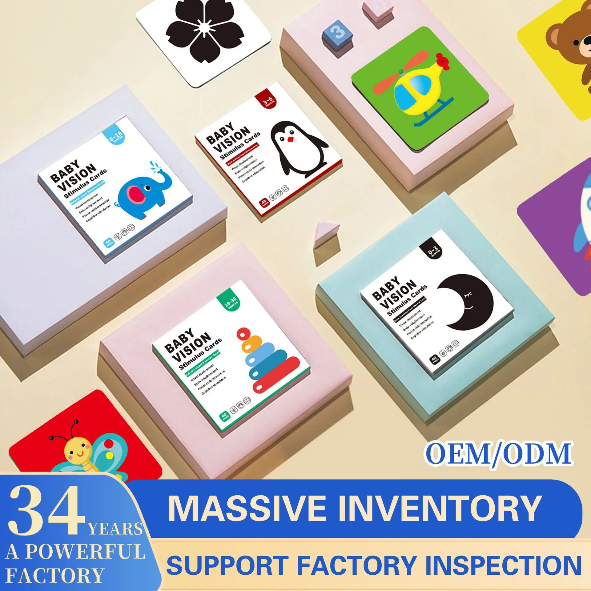 Hot Sale Black and White Cognitive Vision Playing Cards Early Educational Toy for Babies Made of Paper