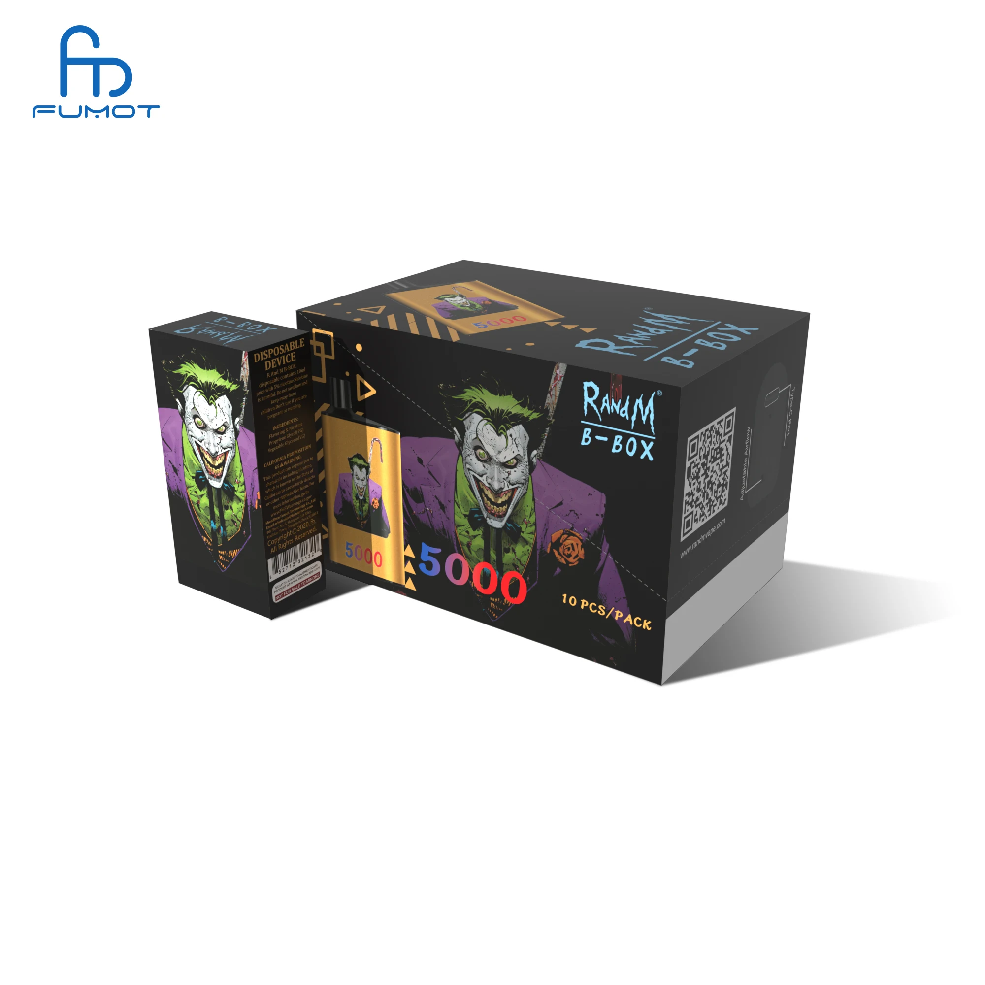 Фабрика Fumot, компактная коробка B, 5000 перезаряжаемых батарей, 16 цветов, дизайн упаковки