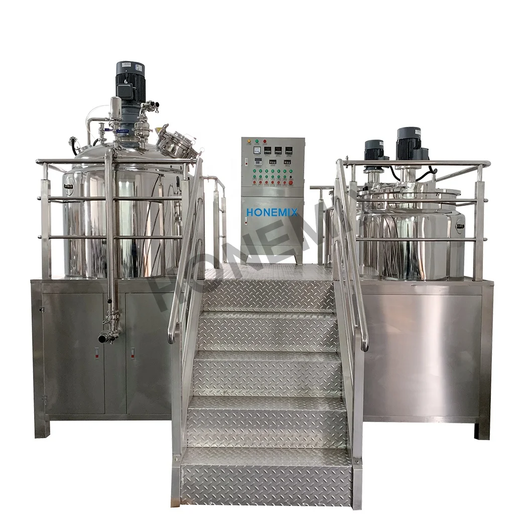 HONE 500L Cosmetic Beauty Cream Emulsifying Mixer Vacuum Homogeneous Emulsifier with Double Jacket