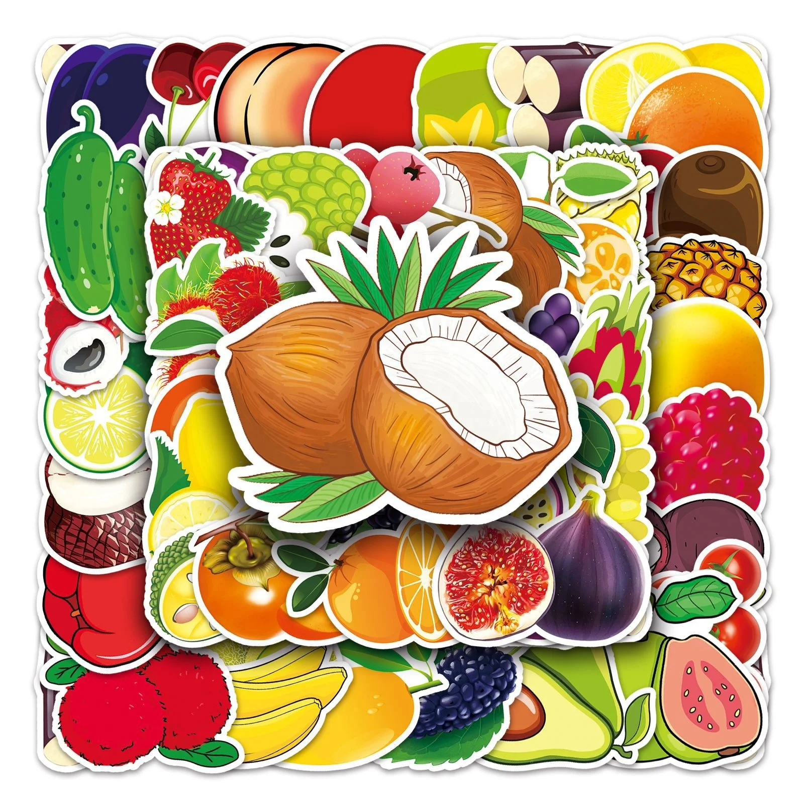50pcs die cut vinyl cute cartoon fruit decorative sticker pack for kids laptop phone notebook luggage bike