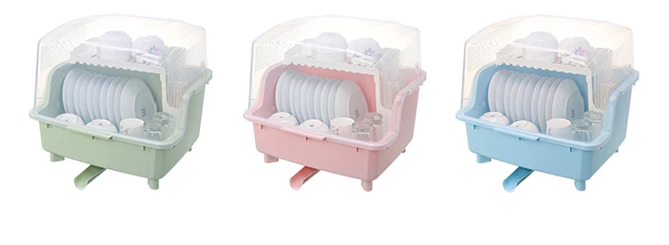 
2021 hot sell 4 tiers plate rack dish drainer drying plastic rack with cover 