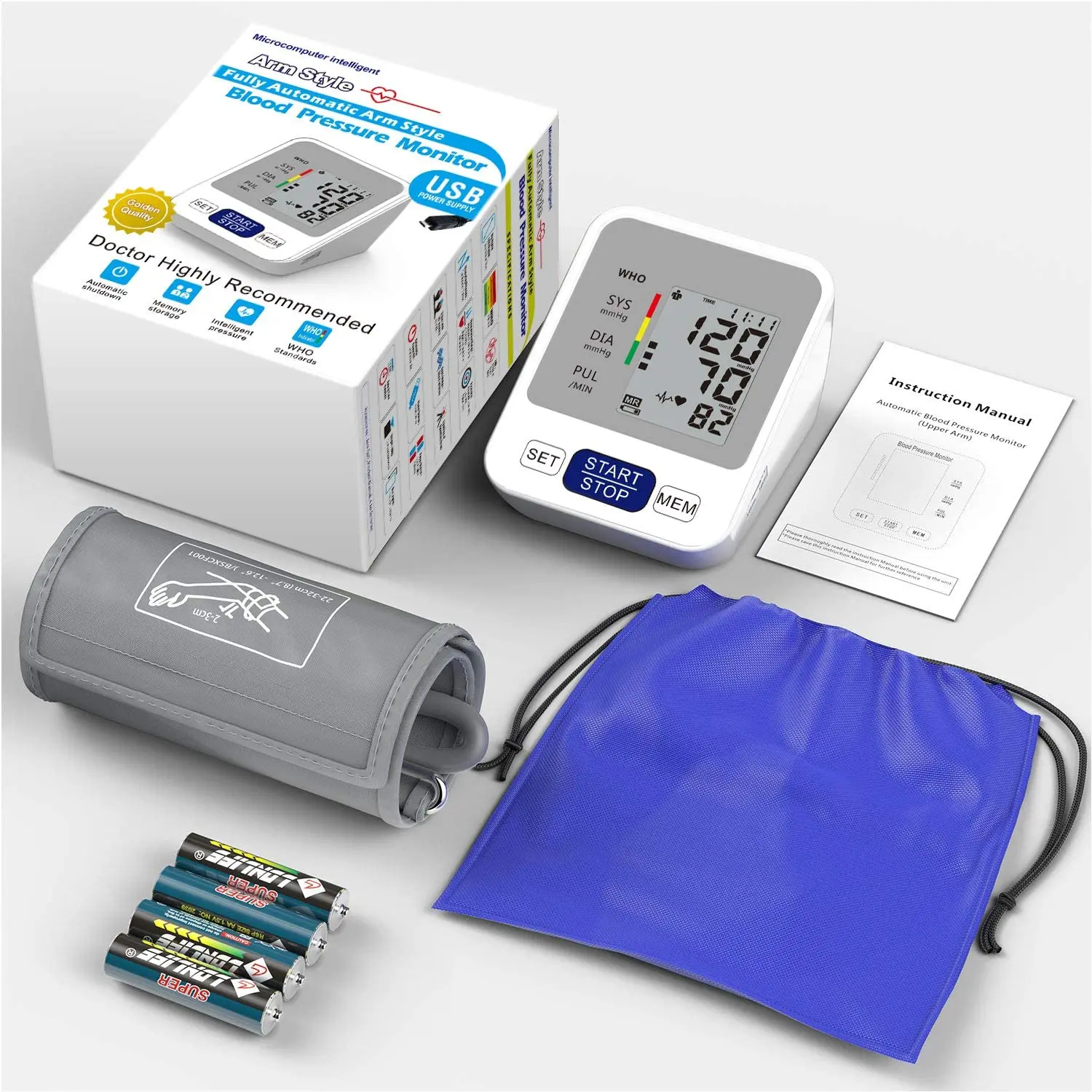 CE Certificate Arm Digital Medical Blood Pressure Monitor with XL  cuff size Blood Pressure Monitor