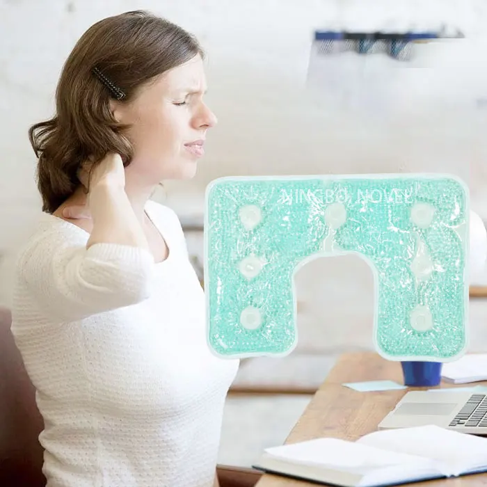 Green Microwavable Gel Ball Reusable Body Neck Shoulder Ice Pack Warp Heart Pad