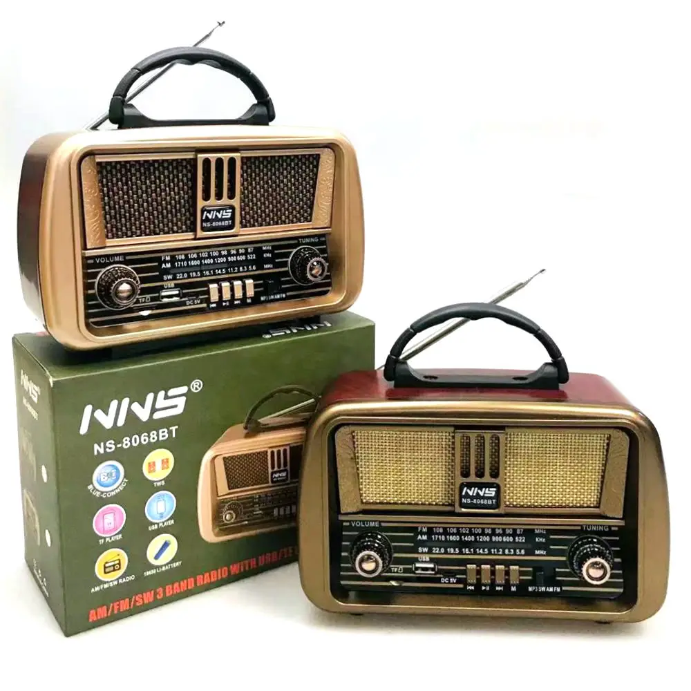 NNS vintage radio NS-8068BT rechargeable am fm sw wireless radio portable old style am fm radio