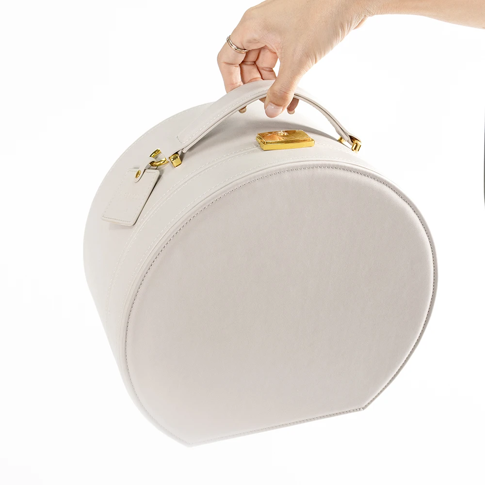 Large Capacity Round PU Leather Children Hair Accessories Toys Storage Organizer Desktop Nail Polish Cosmetic Storage Box