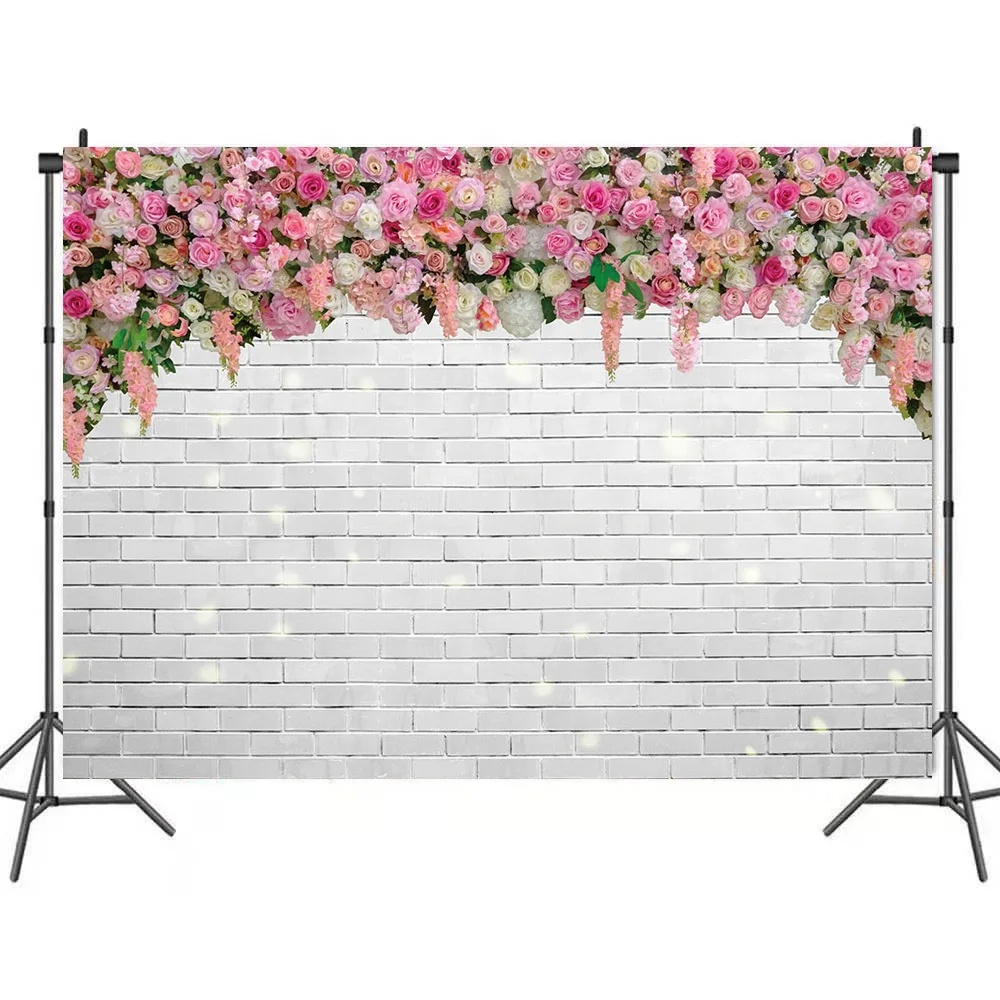 Foreign trade Amazon rose flower white wall background photography cloth wedding holiday party decoration supplies 5x3ft