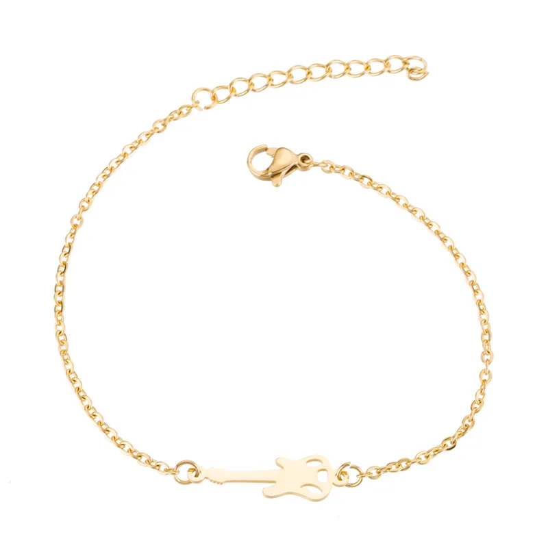Wholesale Hoop Guitar Bracelet for Women Dainty 14k Gold Classic Tennis Bracelet Cute Gold Tiny Chain Link Bracelet