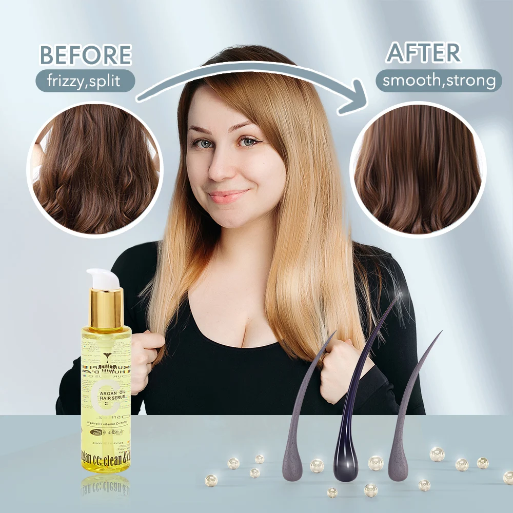 Private Label Frizz Ease Extra Strength Hair Serum Nourishing Hair Oil for Frizz Control Heat Protectant with Argan Oil