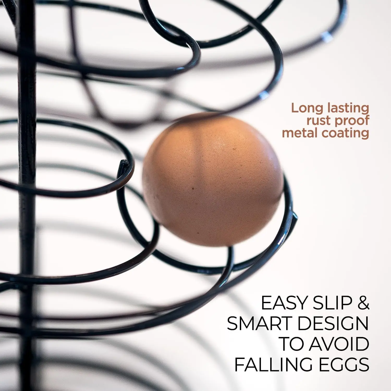 Egg Stand Egg Deluxe Modern Spiraling Dispenser Rack Chrome Plated Freestanding Wire Chicken Egg Storage Organizer