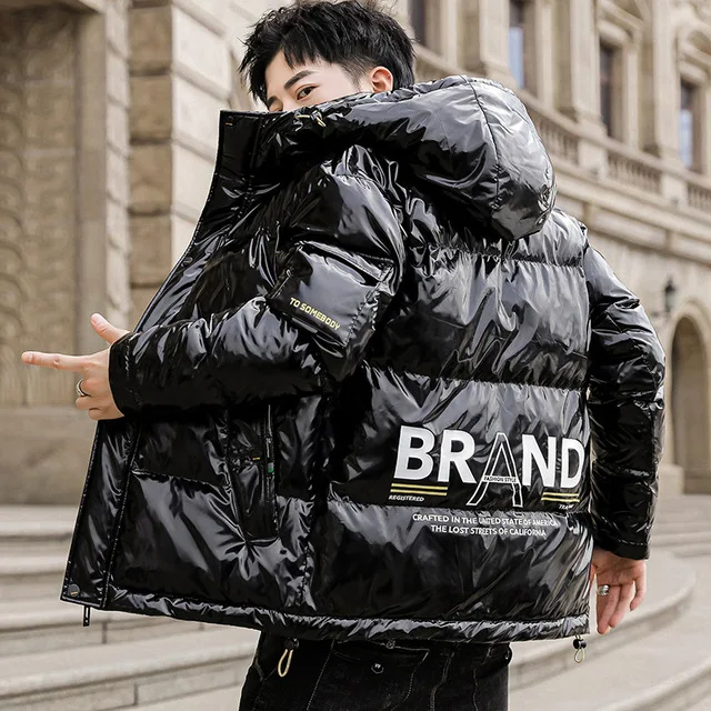 Custom Winter Jacket Shiny Puffer Coat New Fashion Puffer Jacket With Hood For Mens