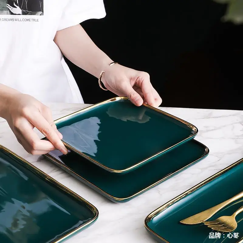 Manufacturer Custom Nordic Pink Gray White Tableware Ceramic Dinner Tableware Set Restaurant Home Porcelain Marble Dinner Set