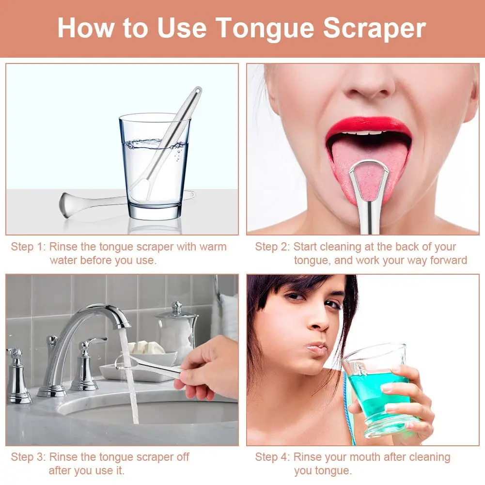 Tongue cleaner custom logo professional stainless steel tongue scraper reduce bad breath high quality tongue scraper
