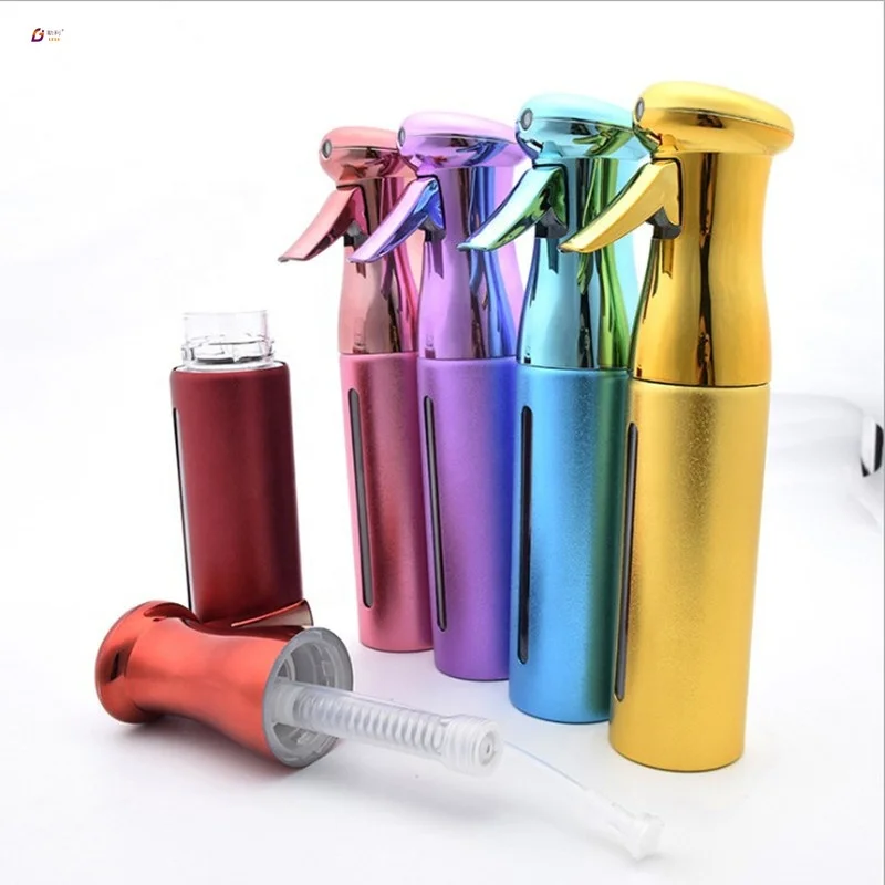 New design atomizer water red gold continuous pet plastic sprayer trigger for hair 300ml