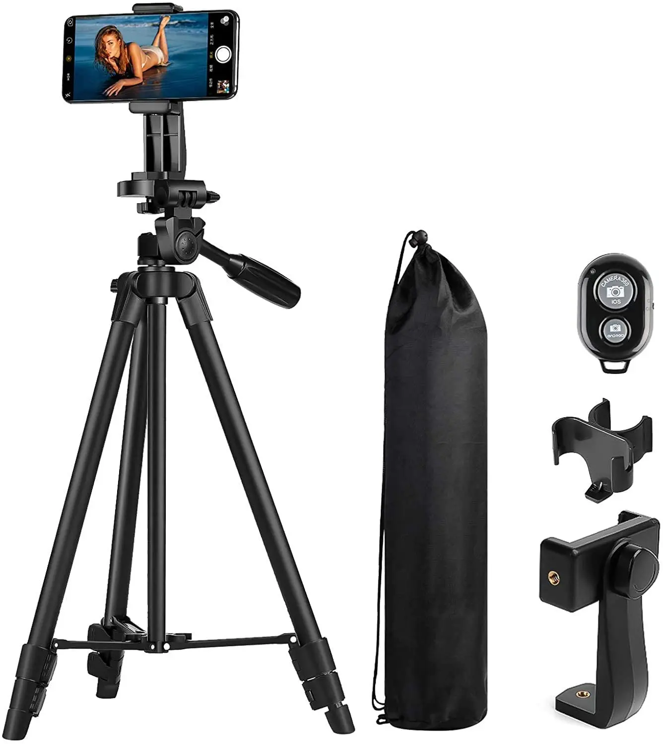 
MACTREM 46 Inch Light Weight Handy Tripods with Remote Control for Ring Light Phone Cellphone Camera 