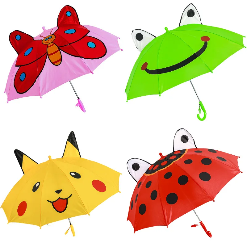 CHUVABAND Design Cartoon 3D Animal Child Automatic Umbrella Rainproof Sun Rainy Long Handle Boy Girl Kid Tools Whistle Umbrella