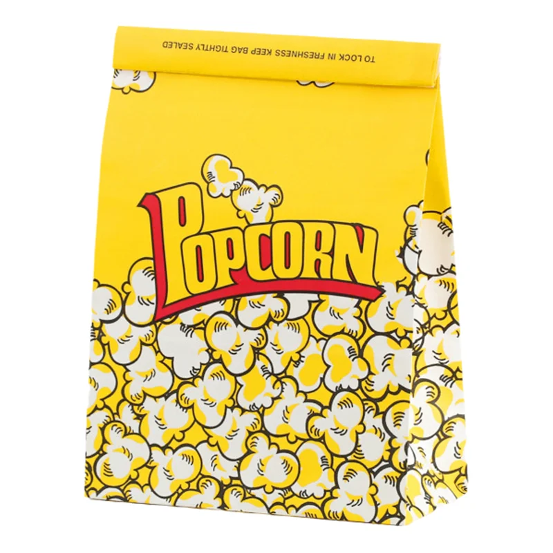 popcorn bags custom logo printed french fries bag paper bread flat paper bags