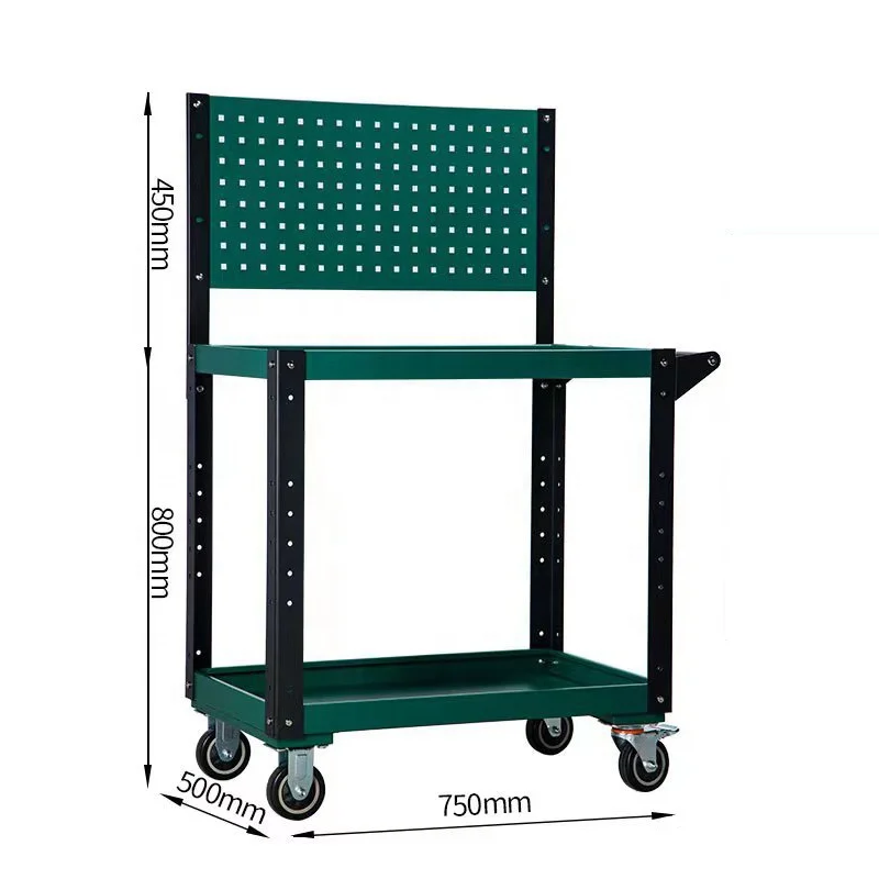Safe And Stable Three-Layer Heavy-Duty Tool Truck For Outdoor Use, Movable Large Capacity Workshop Maintenance And Storage Cart