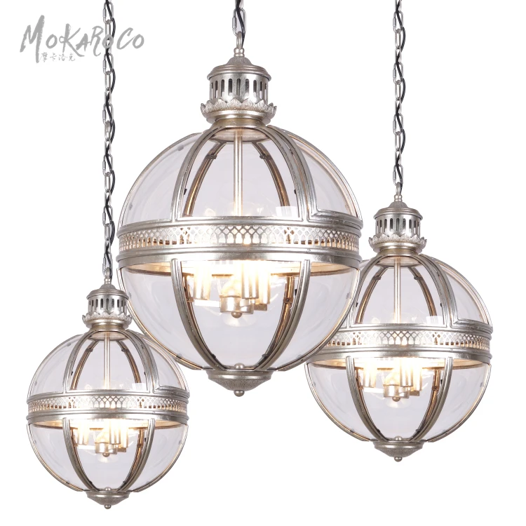 Victoria hotel pendant silver foil old color 3 Lights 3 sizes glass ball chandelier factory outlet chandelier