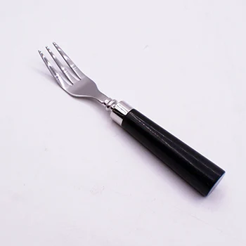 nature buffalo bull horn handle 304 stainless steel cutlery table dessert spoon and fork set