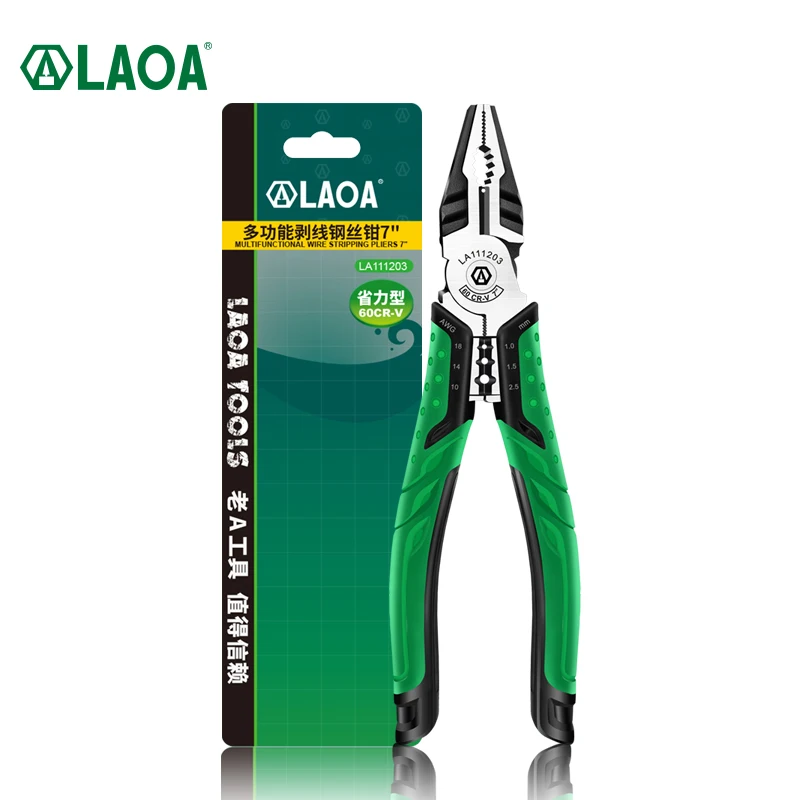 LAOA 7 Inch Multifunction Diagonal Pliers Wire Cutter Long Nose Pliers Side Cutter Cable Shears Electrician professional Tools