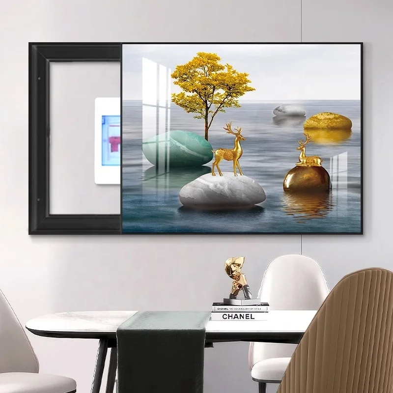 Electric meter box decorative painting modern luxury crystal porcelain wall art living room home decoration