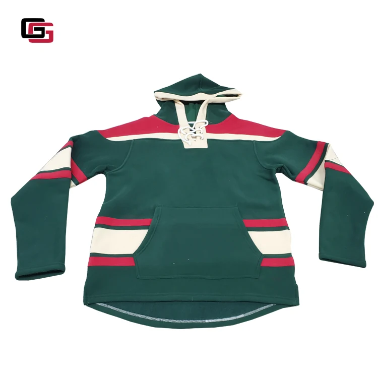 
Small MOQ hockey hoodies with lace 