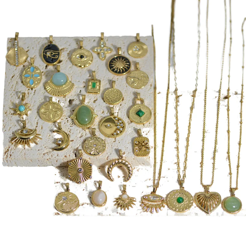 Fashionable Titanium Steel Natural Stone Oil Drop Pendant Diy Jewelry Necklace Pendant Accessories For Jewelry Production