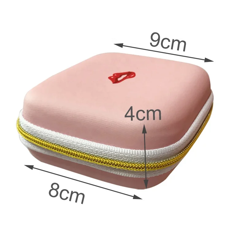 Cute Beautiful Bag Custom Logo Original Box Red Mouth Design Shell PU Leather Pouch Cosmetic Bag with Mirror Inside