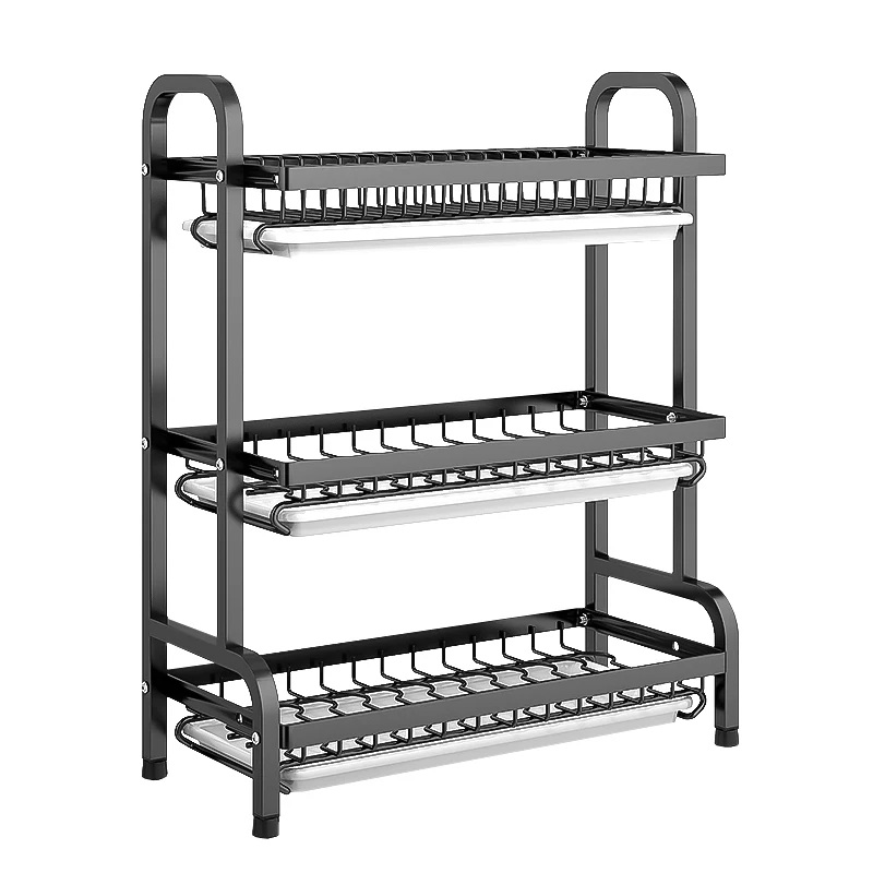 Custom Kitchen Multi-Function Standard Strong Load 3 Tier Plate Holders Drainer Rack Dring Dish Rack