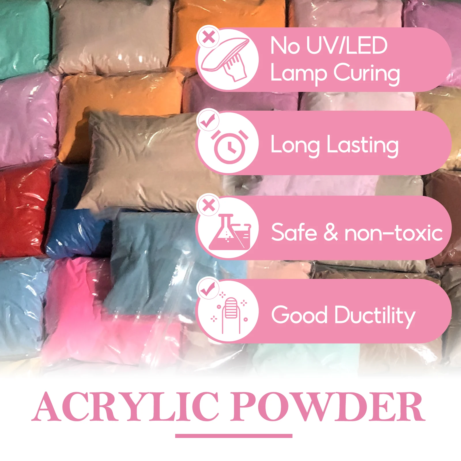 Acrylic Powder OEM Wholesale Nail Supplies Buttery Smooth Nude Clear Polymer Powder Nail Custom Logo Powder forNail Extension