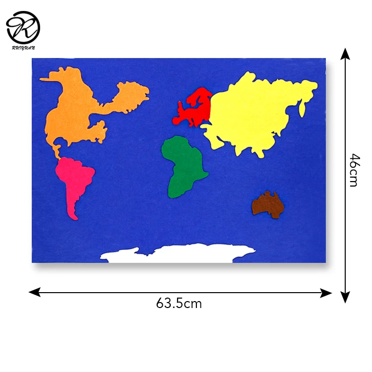 
new design felt continent world map felt baby education toys world map felt puzzle mat 