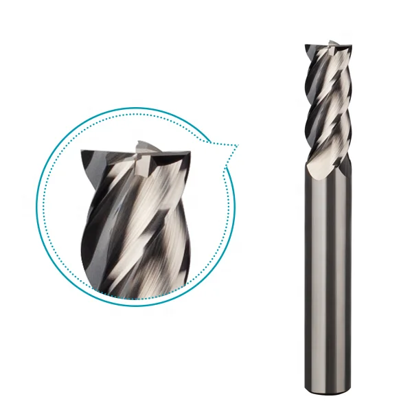 Groove polishing tungsten carbide end mill milling cutter for aluminum milling 4 flutes Square Endmill