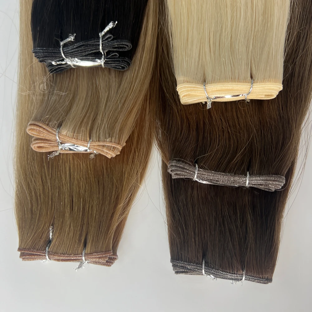 Blonde Hair Russian Genius Weft Thin Invisible Double Drawn Virgin Remy Natural Light Color Human Hair Extensions Genius Weft