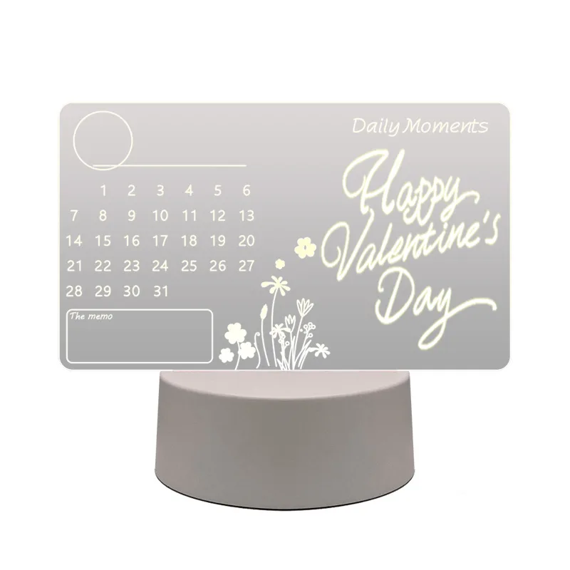 Acrylic Blank Writing Board Doodle Blank Acrylic Led Night Lamp USB Message Board Holiday Light With Pen 7 Color