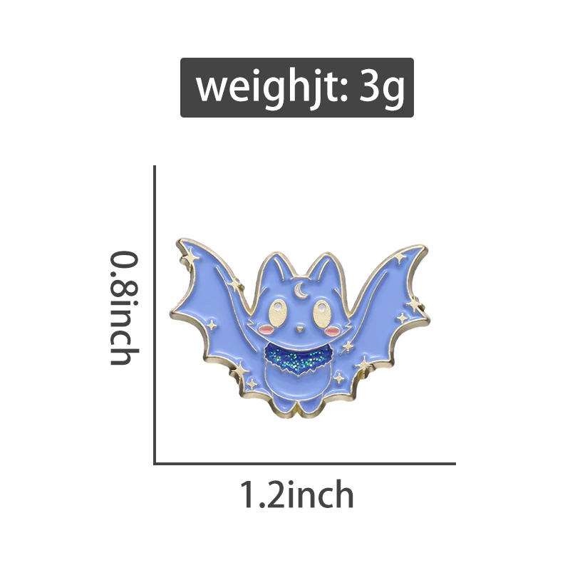 Cartoon Bat Fox Enamel Pin Badge Jewelry Metal Brooch Lapel Clothes Shirt Hat Backpack Accessories Custom Friends Gift Halloween