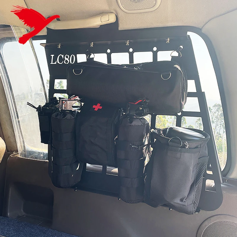 Car Accessories Rear Boot Trunk Side Window Luggage Storage Organizer Hanging Panel Kit For Toyota Land Cruiser LC80 1998-2005