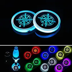Universal LED Car Cup Holder Lights Mats Pad RGB Interior Decoration Atmosphere Lamp for Ford Jeep VW Audi BMW Chevrolet Dodge