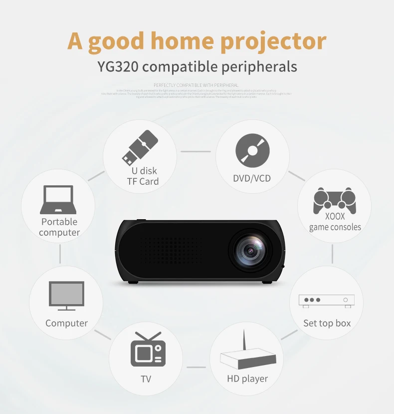  New Smart HD 400-600 Lumens LCD Projector for Home Education1080P Wireless Portable