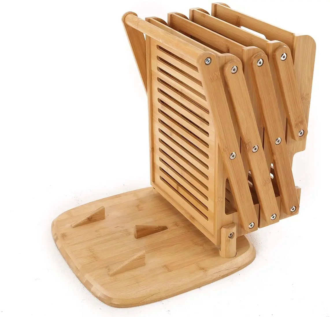 Bamboo Pot up 4 Pockets Catalog Literature Stand Holder Foldable Magazine Rack Wood Brochure Racks